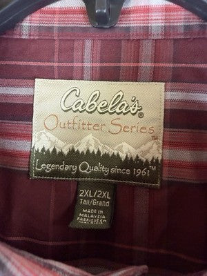 Cabelas Mens Shirts 2XL Tall 2XT Long Sleeve Button Up Outfitter Series Plaid