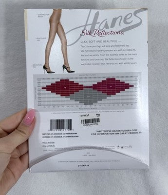 Hanes Silk Reflection Pantyhose Size CD Barely Black Control Top Nylons 2015 NEW