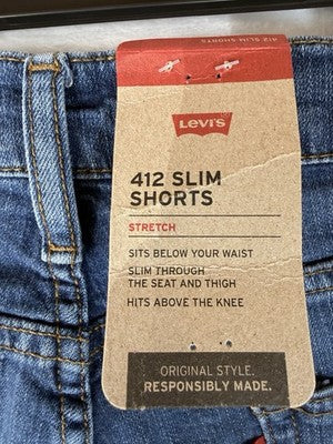 Levis 412 Slim Shorts 36 Mens 9” Blue Levi’s New NWT