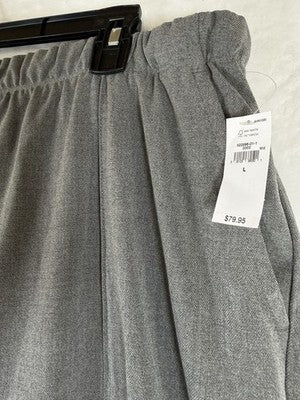 Gap Wide Leg Pants Womens Large Gray Seamed Pull On Brushed Twill New NWT