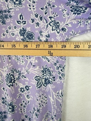 Lands End Nightgown Medium Cozy Classic Long Sleeve Purple Floral Womens Pajamas