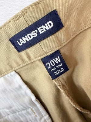 Lands End Shorts 20w Chino Mid Rise Tan Beige 10” Plus Size Womens