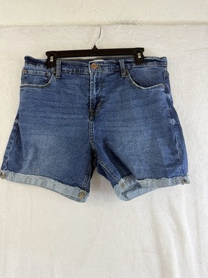 Kensie Jeans Shorts Women 14 32 Blue Roll Cuff 5” Denim