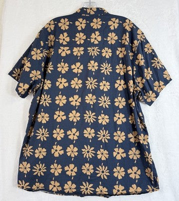 Toad And Co Mens Shirt XXL Mattock Blue Floral Print Short Sleeve Button Up