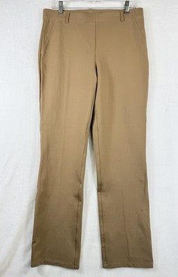 Quince Ultra Stretch Ponte Straight Leg Pant Large Pecan Brown Pull On Womens