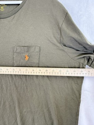 Polo Ralph Lauren Shirt XXL Tee Short Sleeve Green Mens Pocket 100% Cotton