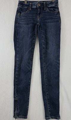 American Eagle Jeggings Size 00 Dark Blue Zip Ankle Denim Jeans