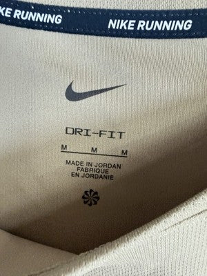 Nike Mens Miler T Shirt Medium Running Tan Beige Short Sleeve Dri Fit New NWT