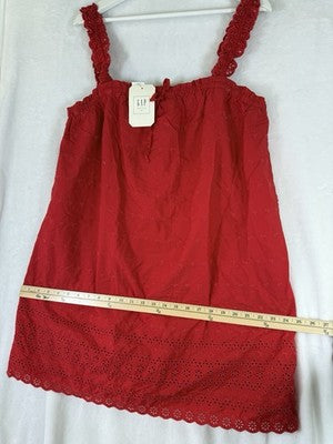 Gap × DÔEN Eyelet Shift Mini Dress Large Women Red Sleeveless Short Doen New