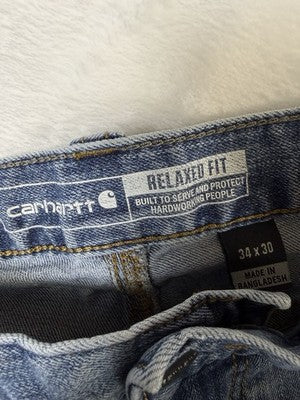 Carhartt Relaxed Fit Jeans 34x30 Blue Rugged Flex Work Mens