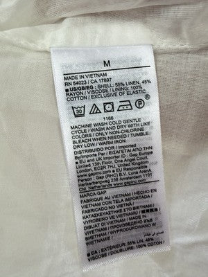 Gap Linen Blend Maxi Dress Medium Women Ivory Sleeveless Fit & Flare Long New
