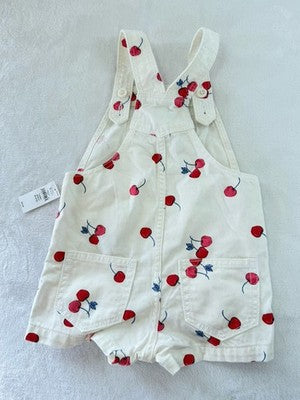 Baby Gap 4 Years Girls New Shortalls Cherry Print Girls Denim Overalls New NWT