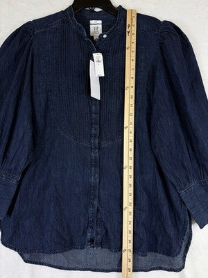 Gap x HFR Top Medium Puff Sleeve Denim Shirt N’gai Harlem’s Fashion Row Blue New