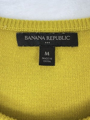 Banana Republic Sweater Women Medium Yellow 3/4 Sleeve Pleated Lightweight Soft