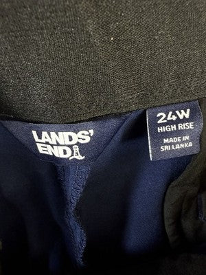 Lands End Straight Leg Pants 24W Navy Blue Pencil Pintuck Plus Size Womens