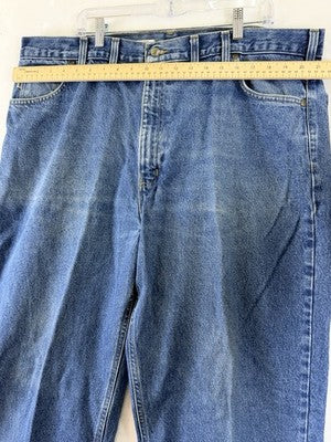 Carhartt B160 DST Men Denim Jeans 44x34 Relaxed Fit Straight Leg Blue Work Pants