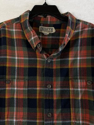 Duluth Trading Flannel Shirt Mens 2XL Tall 2XLT Long Sleeve Button Up Down Red