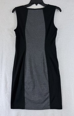 Banana Republic Dress 6 Black Gray Bodycon Sleeveless Knit Short Sleeve Womens