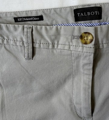 Talbots Relaxed Chino 10 Petite Gray Pants Chinos Women 10P Cotton Stretch
