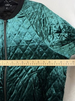 Torrid 2 Bomber Jacket Green Velvet Diamond Quilted Full Zip Plus Size Womens 2X
