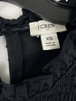 J Crew XS Top Sleeveless Black Smocked Swiss Dot Womens