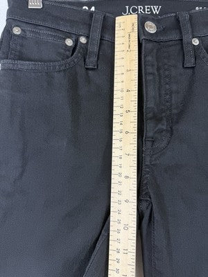 J Crew 9” Demi Boot Crop Jeans 24 Black Denim Womens Raw Hem