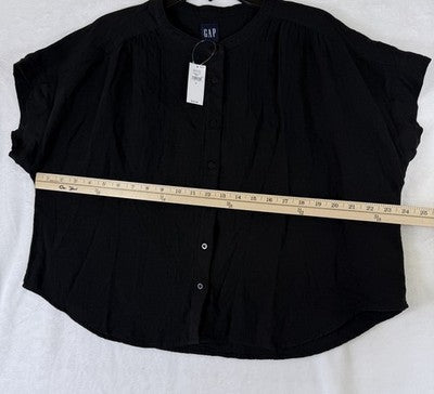 Gap Cotton Gauze Dolman Shirt Small Womens Top Black Button Up Short Sleeve New