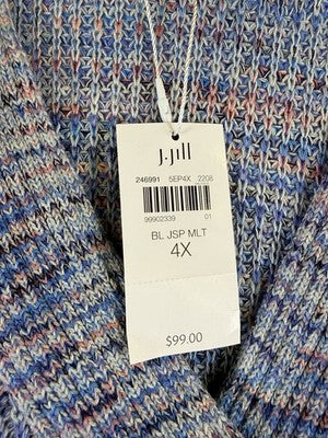 J Jill 4X Sweater Space Dye Marled V Neck 3/4 Sleeve Tunic Top Plus Size New NWT