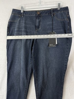 1822 Denim Jeans 14W Womens Ankle Skinny Fringe Hem Blue Mid Rise New NWT