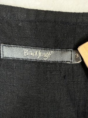 Backstage Linen Dress 3X Black Short Sleeve Vintage Lagenlook Maxi Artsy Women