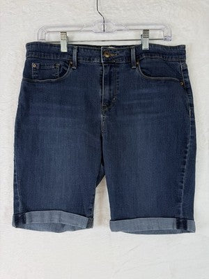 Levis Bermuda Shorts Women 14 32 Blue Levi Strauss Signature Roll Cuff