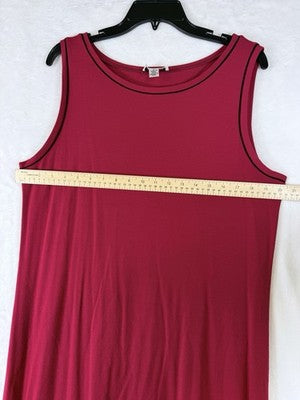 Talbots Dress Large Maxi Summer Sleeveless Long Red Vintage Shift