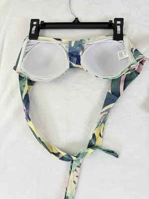 Venus Bandeau Bikini Set C Top 6 Bottom Tie Side Tropical Print Womens