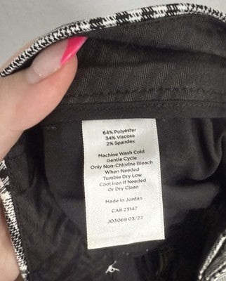 Talbots Hampshire Ankle Pants 16 Petite Gray Black White Plaid 16P Womens Pants