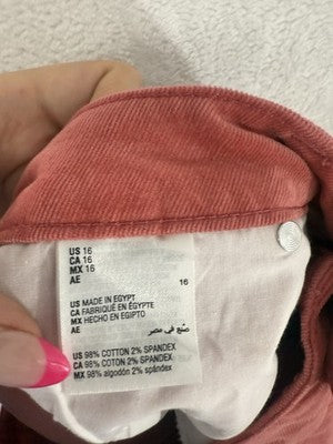 Charter Club 16 Lexington Straight Corduroy Pants Pink 5 Pocket Womens
