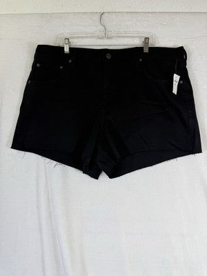 Gap Mid Rise UltraSoft Denim Cutoff Shorts Women 34 18 Black Relaxed 4” New NWT