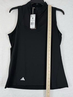 Adidas Women Medium Golf Polo Ultimate 365 1/4 Zip Mock Sleeveless Top Black New
