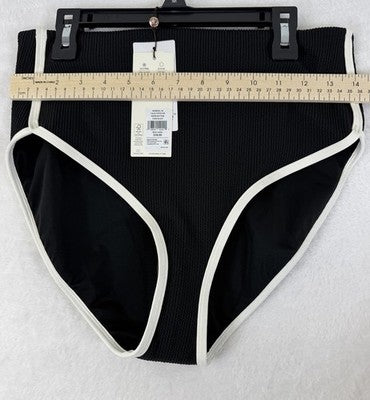 Calia Swim Bottom Medium Black High Rise Tipped Womens Tankini Swimwear New NWT