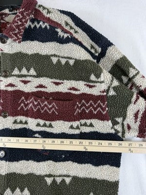 True Grit Men XXL Southwestern Aztec Sherpa Fleece Shirt Made USA Jacket Shacket