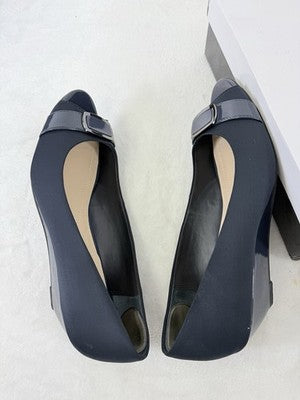 Alfani Shoes 11 Womens Carterr Peep Tow Wedge Heel Sandals Navy Blue Step N Flex