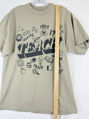 Shaka Wear T Shirt Medium Teacher Teaching Short Sleeve Tee Beige