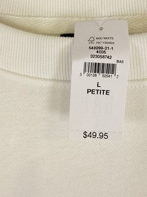 Gap Vintage Soft Wedge Sweatshirt Large Petite Women Off White Top Crew Neck New