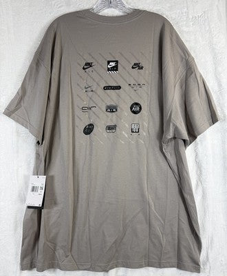 The Nike Tee Mens XXL Max90 Gray Beige  Logo Short Sleeve New NWT
