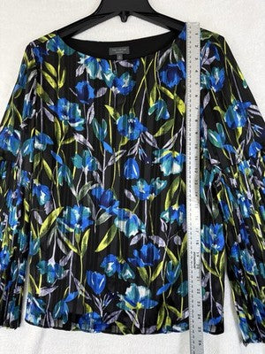 The Limited Top Medium Long Sleeve Bell Sleeve Black Floral Print Blouse Womens