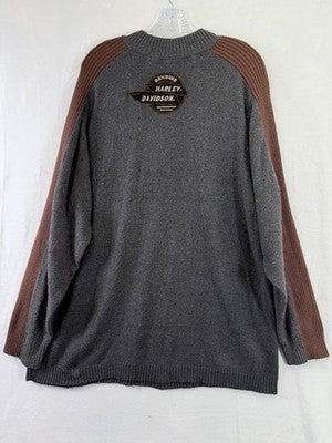 Harley Davidson Sweater Mens XL Gray Logo Wool Blend *FlawRead