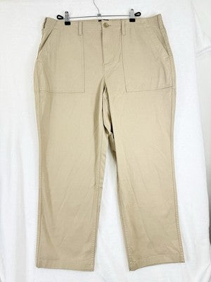 Lands End Womens Utility Pants 18 Petite High Rise Chino 18P Tan Beige