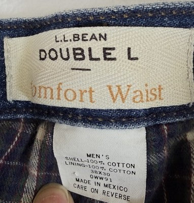 LL Bean Double L Jeans 38x30 Flannel Lined Mens Denim Comfort Waist
