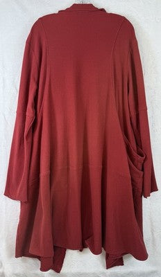 Eleven Stitch Design Cardigan Medium Red Artsy Lagenlook Art To Wear Womens