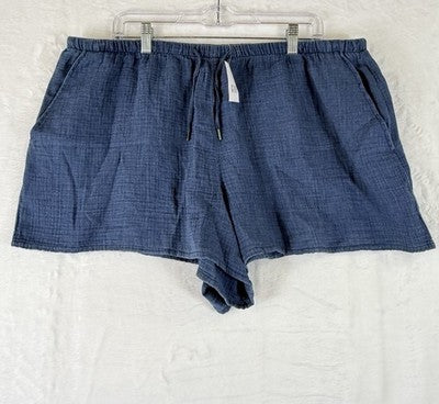 Gap Cotton Gauze Easy Shorts XL Womens Blue Pull On 3.5” New NWT