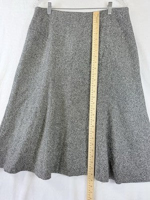 Talbots 14 Fit And Flare Skirt Gray Herringbone Wool Silk Womens Vintage Midi